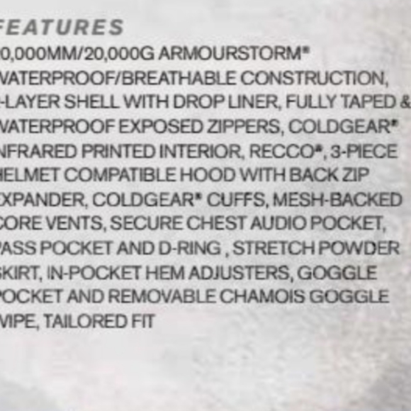 UA Storm ColdGear® Infrared Down 3-in-1 Jacket Snowboard Ski Jacket w/Down Liner - Picture 6 of 16